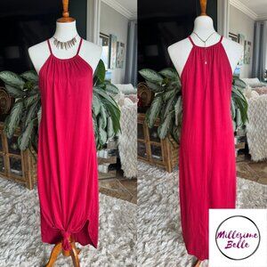Red Sleeveless Tie Dress